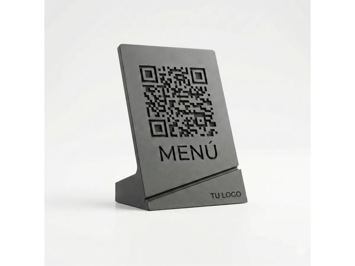 Visualización de exhibidor vertical para menú con código QR