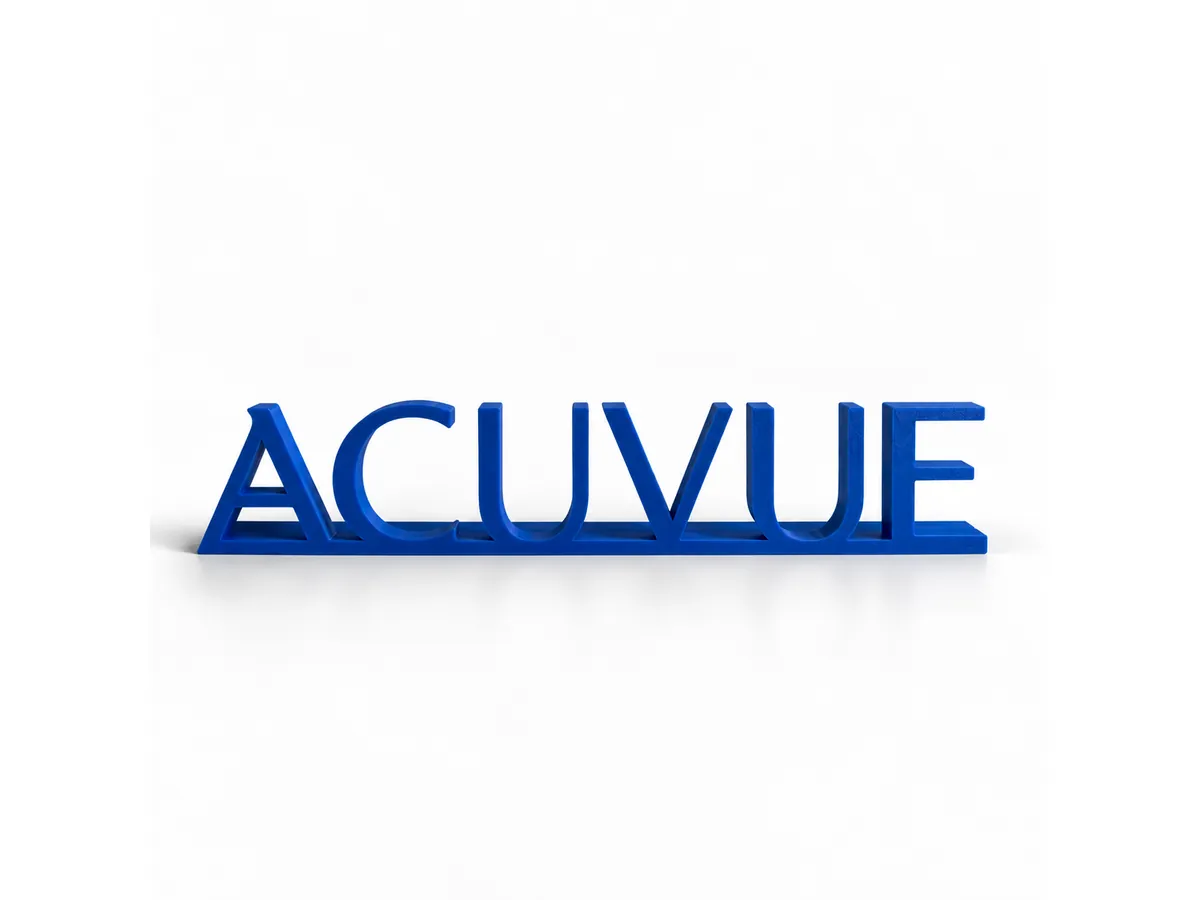 Corpóreo azul con letras Acuvue