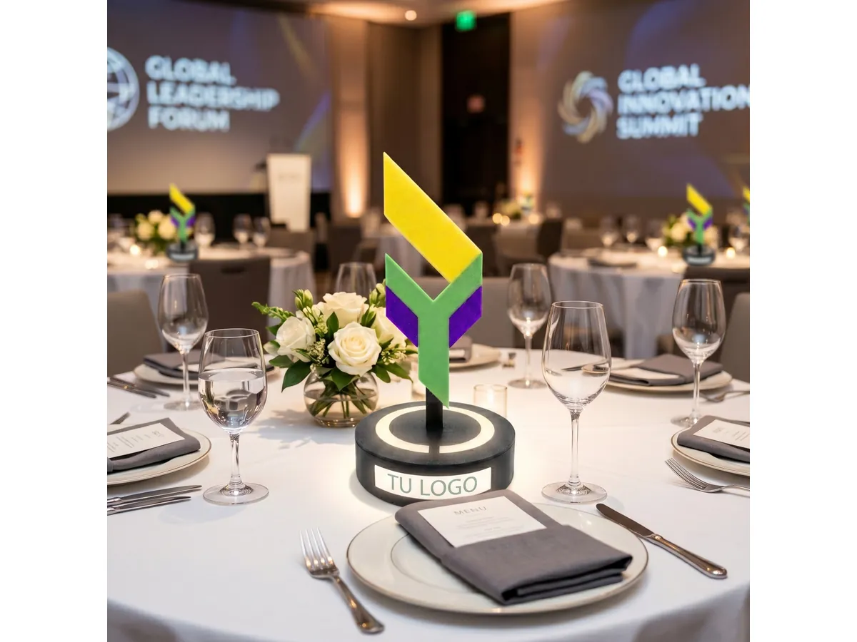 Visualización de centro de mesa personalizado en un evento